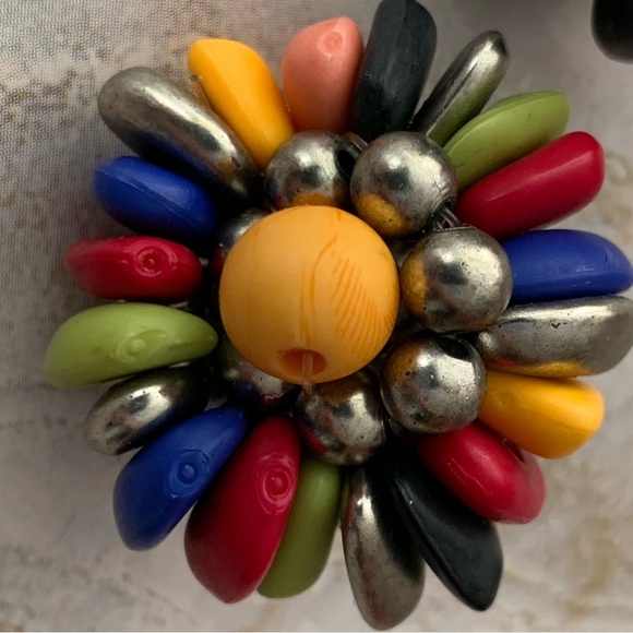 Vintage Multicolor Cluster Earrings - Picture 2 of 5